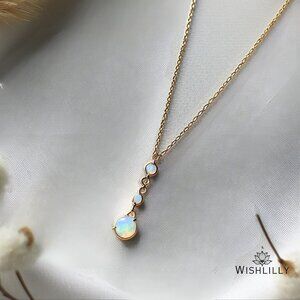 Opal Disc Necklace by Wishlilly | Gold Dainty Opal Circles | Minimalist Jewelry